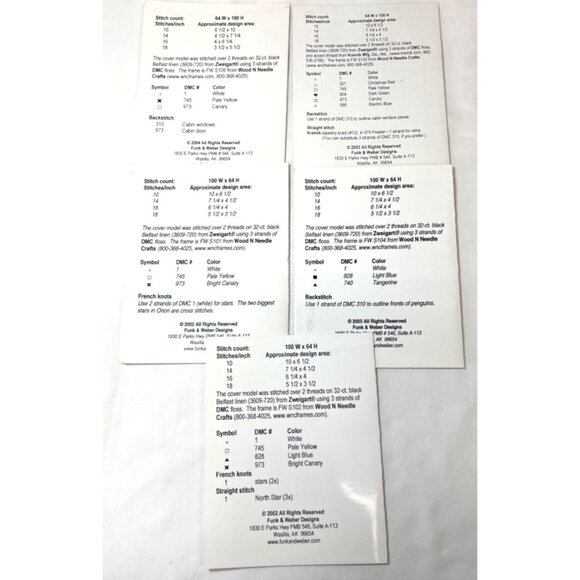 Funk & Weber Designs Let There Be Night Cross Stitch Pattern Set Of 5 - Picture 6 of 6